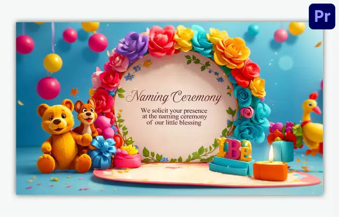 Classy 3D Floral Naming Ceremony Invitation
